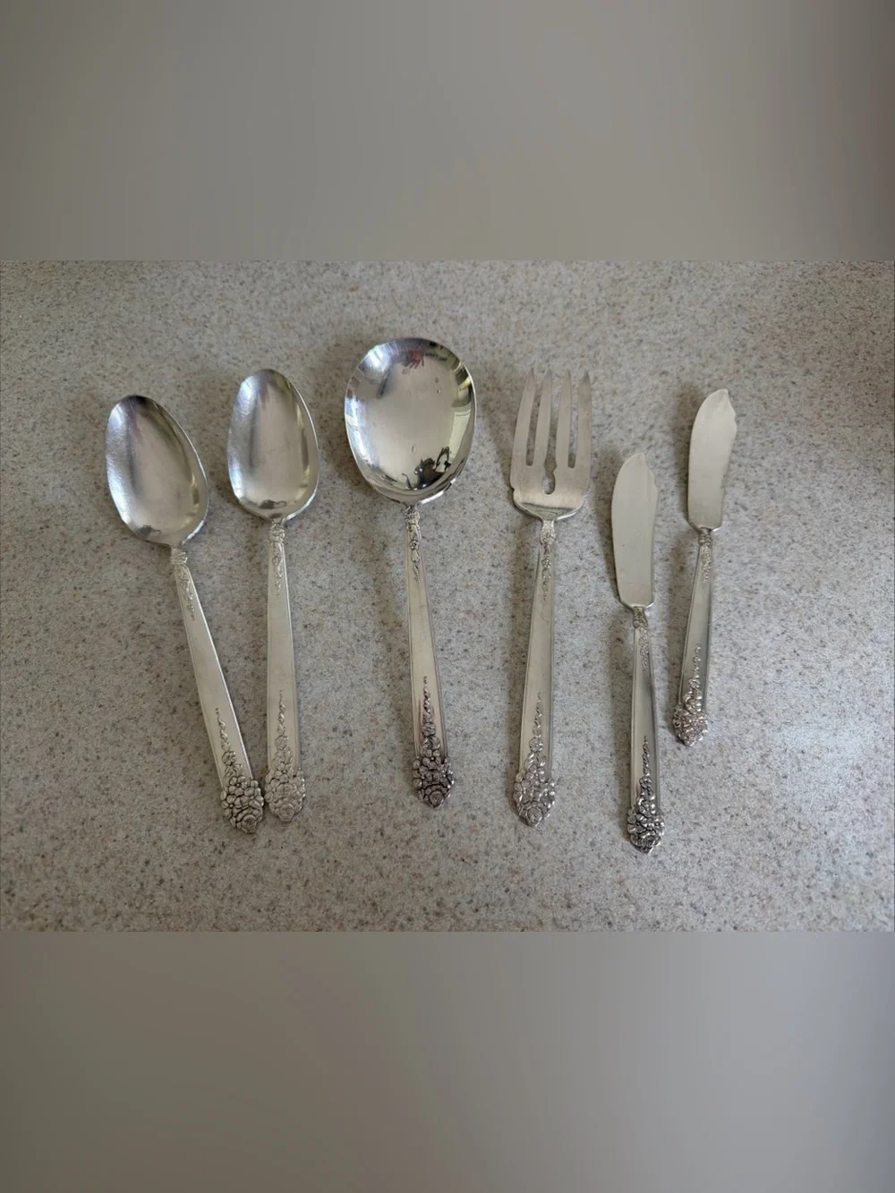 Silver Plate Serveware Set Vintage King Edward pattern Moss Rose 1949